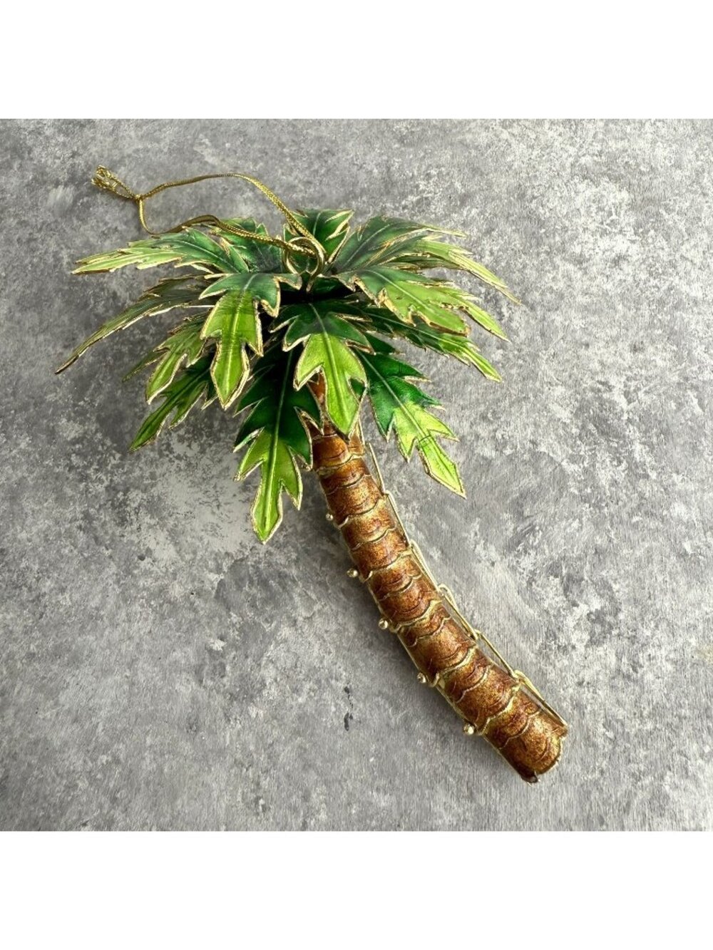 Cloisonné Palm Tree Articulated Ornament 5” Beach Tropical Coastal